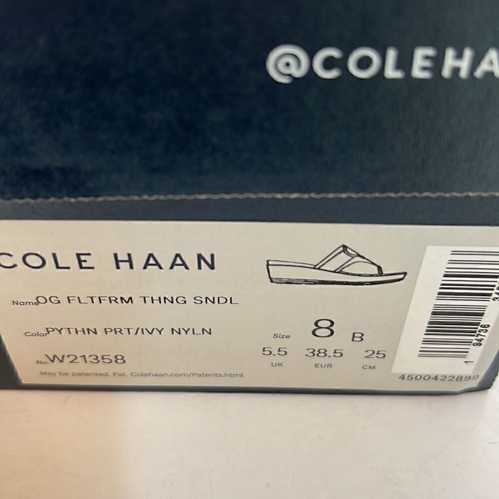 Cole Haan Original Grand Flatform Thong Sandal Python Print sz 8 - Picture 5 of 5
